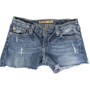 Big Star Sweet Boyfriend Denim Destroyed Distressed Shorts Ultra Low Rise Y2K 28